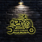 24/7 The Garage Monogram Metal Sign Personalized Family Name Led Metal Sign Outdoor Door Decor Address Wall Art